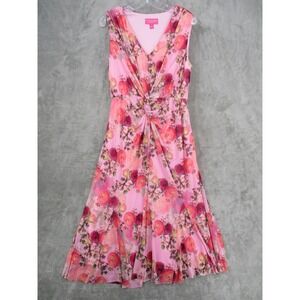 Isaac Mizrahi Live Dress Womens Small Floral Twist Front Midi Romantic Coquette